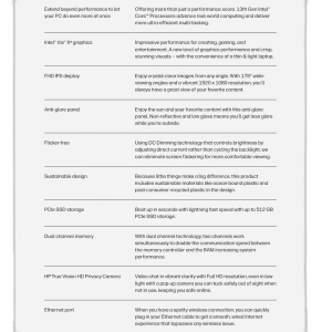 AIO HP 24-cb1472nh i5-1235U 8GB DDR4 / SSD NVMe™ 512G / Intel® Iris® Xᵉ graphics/Ecran 23.8'' FHD /Coul : NOIR PN A7DA8EA